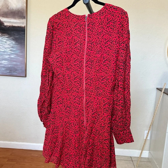 Alice and Olivia Polly Red Leopard Fit/Flare mini Dress size 6 - Picture 7 of 12